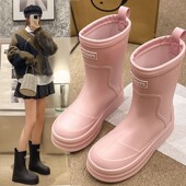 2025网红ins 夏露营中筒水靴加绒雨靴 女士外穿防滑防水鞋 新款 雨鞋