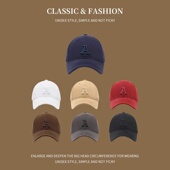 韩版 女硬顶休闲户外大头围遮阳鸭舌帽子男ins 刺绣A字母棒球帽四季