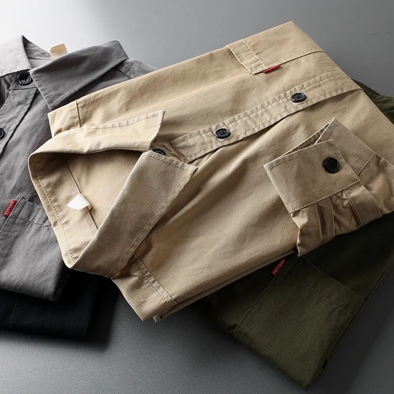 全棉纱卡军旅风长袖百搭衬衫外套