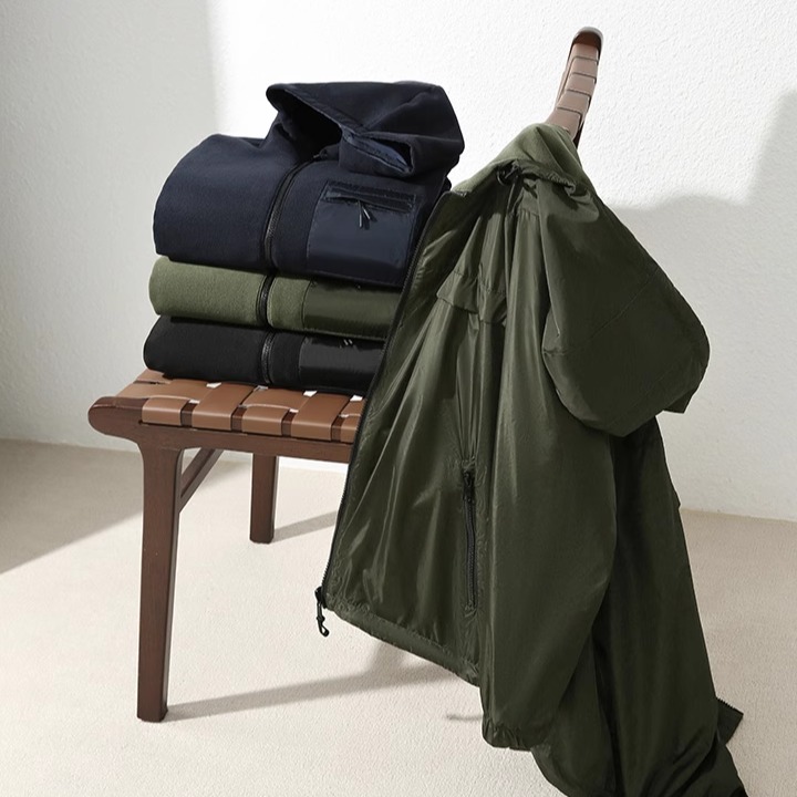 高端秋冬尼龙奥粒绒连帽加厚外套