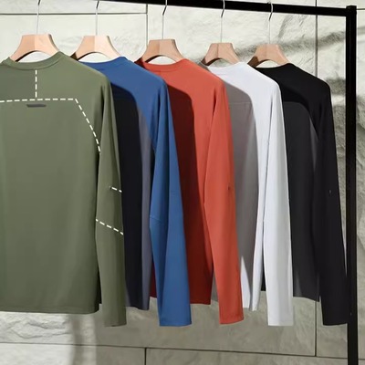 情侣户外防晒跑步速干长袖T恤衫