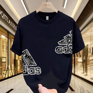 特大码胖子100斤-400斤可穿短袖T恤男大码体恤美式印花上衣加大码