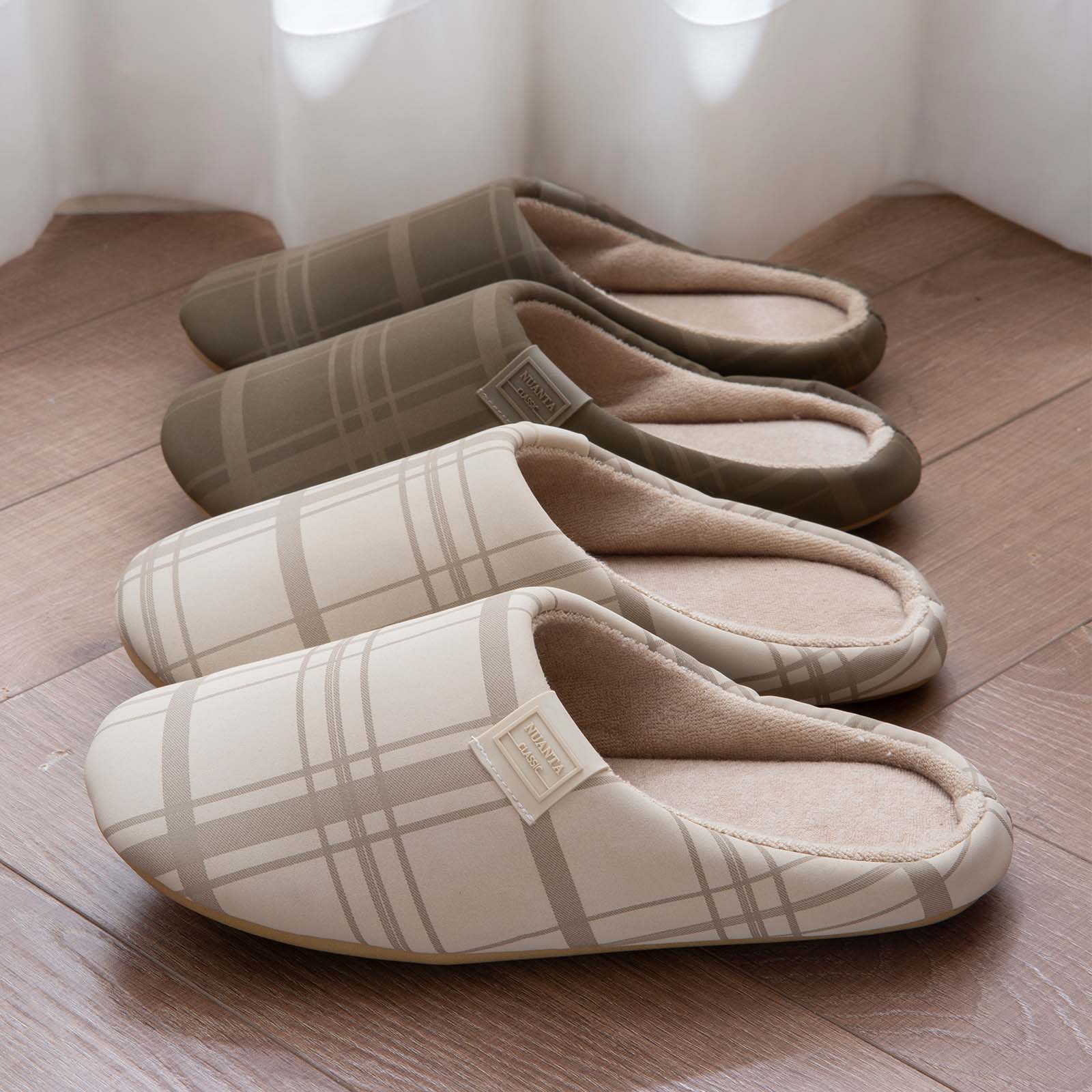 静音棉拖鞋女冬季家用家居室内情侣软底防滑保暖毛绒日式棉拖鞋男