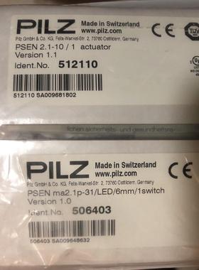 现货506403+512110皮尔兹506408 PSEN ma2.1P-31 PiLZ安全开关52