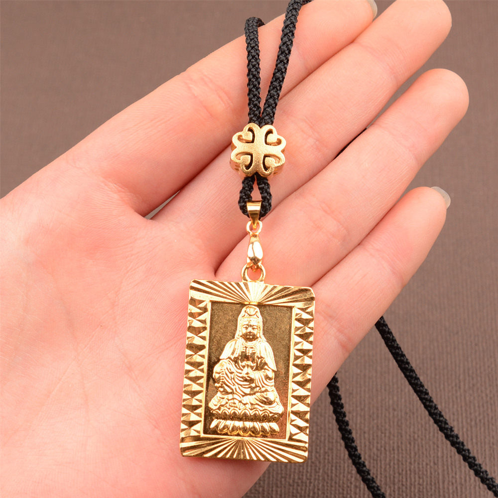GOLD HANGING NECK LANYARD JADE PENDANT GOLD BUDDHA JADE BRAND JADE PENDANT ROPE MEN AND WOMEN NECKLACE ROPE SLING BEESWAX PENDANT ROPE