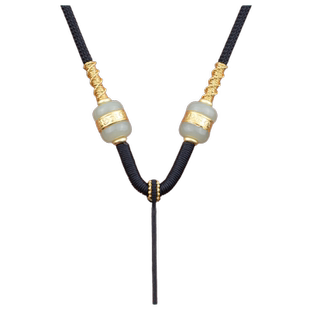 精编金镶玉吊坠项链挂绳玉坠玉佩和田玉貔貅高档挂脖粗款挂件绳子