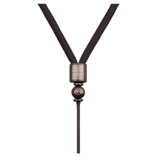 加粗固定款黑曜石翡翠玉佩吊坠挂绳檀木手工编织挂脖项链绳子男款