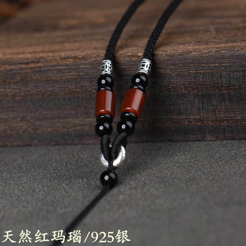 高档配绳红玛瑙手编项链绳子吊坠挂绳挂件绳女款玉器玉石挂脖挂坠