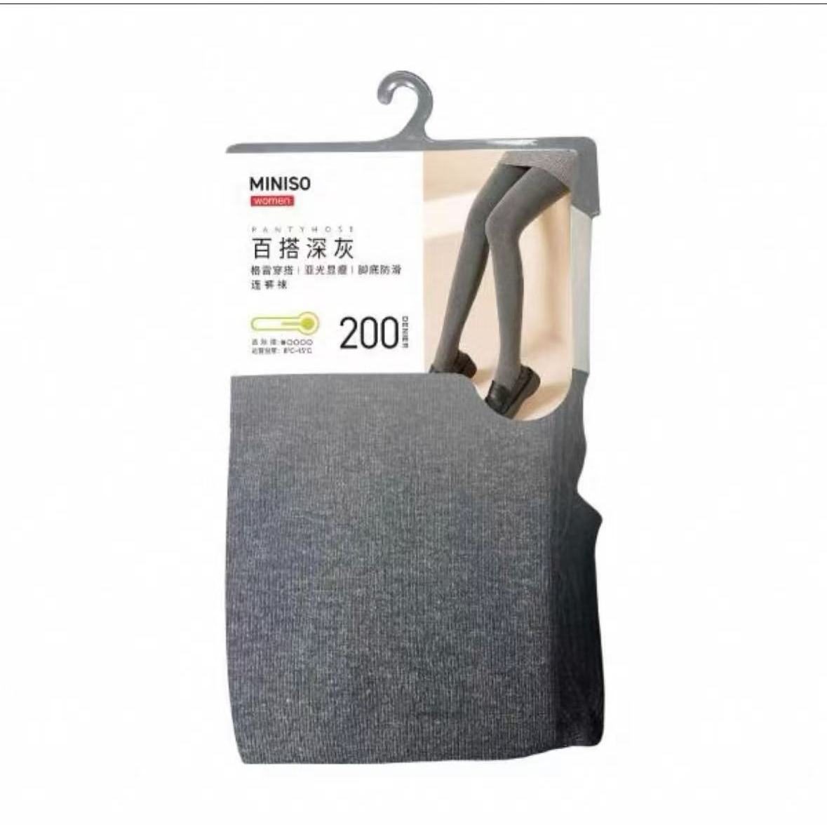 名创优品miniso简约秋冬厚200D棉感显瘦连裤袜(深麻灰)