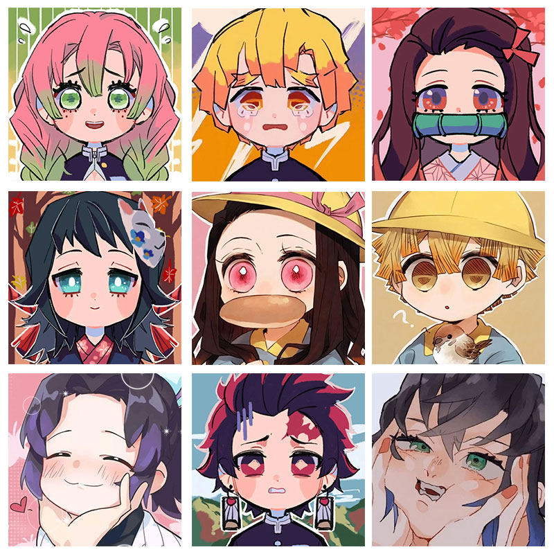 鬼灭之刃 q版头像diy数字油画 手绘手工油彩画小尺寸简单填色画