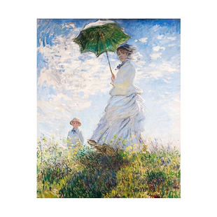 撑阳伞的女人diy数字油彩画 手绘填充上色油画 莫奈手工丙烯画