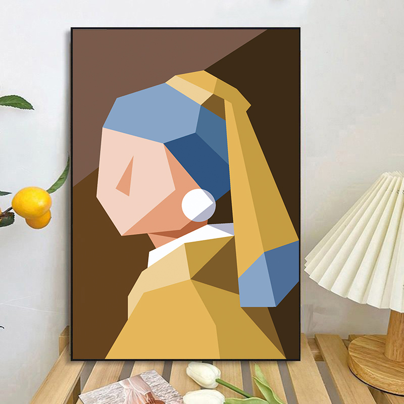 欧式名人名画 简约卡通插画diy数字油画手绘填色油彩画文艺装饰画