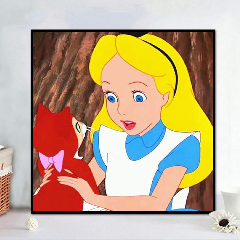 爱丽丝梦游仙境diy数字油画 卡通动漫迪士尼公主 手工填色油彩画