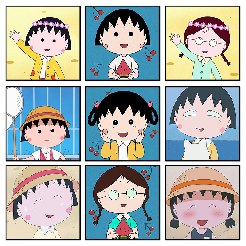 动漫樱桃小丸子卡通画diy数字油画手绘填色油彩画儿童