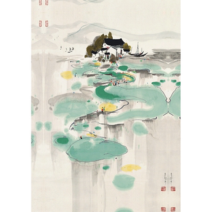 吴冠中江南小镇diy数字油画 手工填色丙烯油彩画 水墨风景装饰画