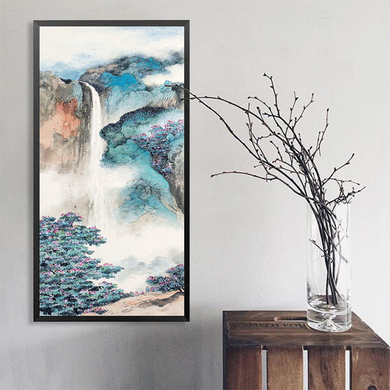 庐山观音峰diy数字油画手绘填色丙烯油彩画 吴湖帆名画风景装饰画