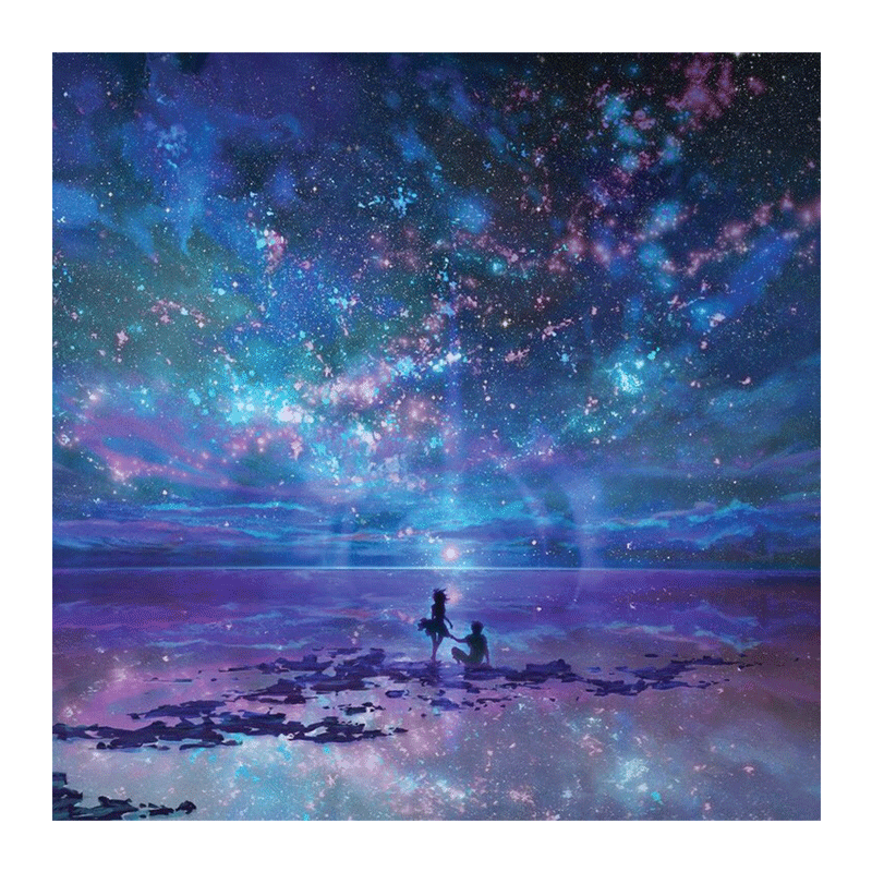 diy数字油画星空下的房间装饰