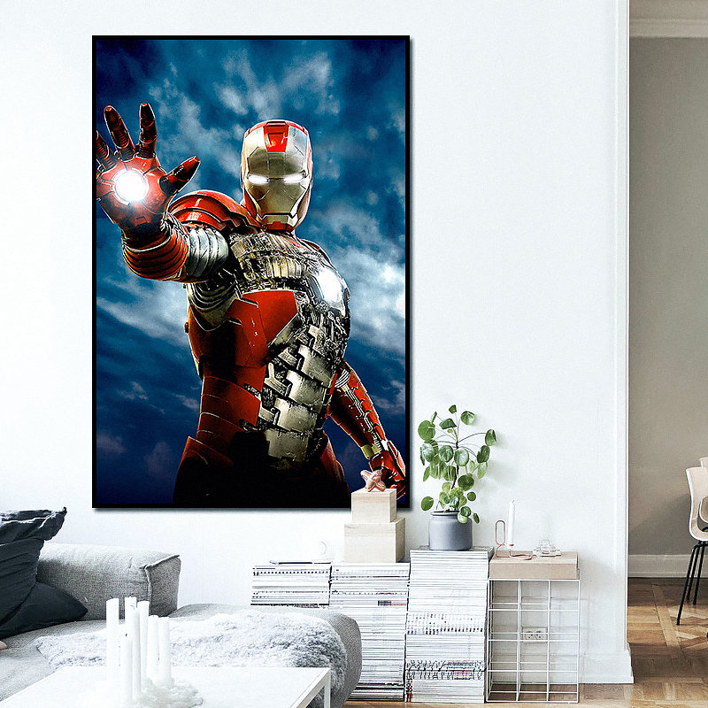 漫威复仇者联盟钢铁侠卡通动漫装饰画画diy油彩画填充数字油画