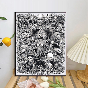 九大巨人始祖 进击的巨人diy数字油画 手工绘画填色丙烯油彩画