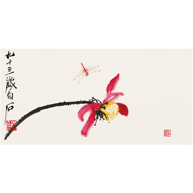 DIY中式荷花葫芦寿桃油国画