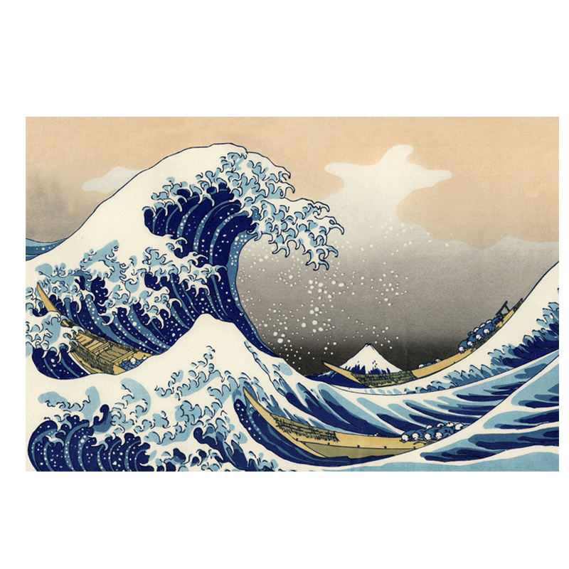 浮世绘 神奈川冲浪diy数字油画 手工填色丙烯油彩画 日式风景画