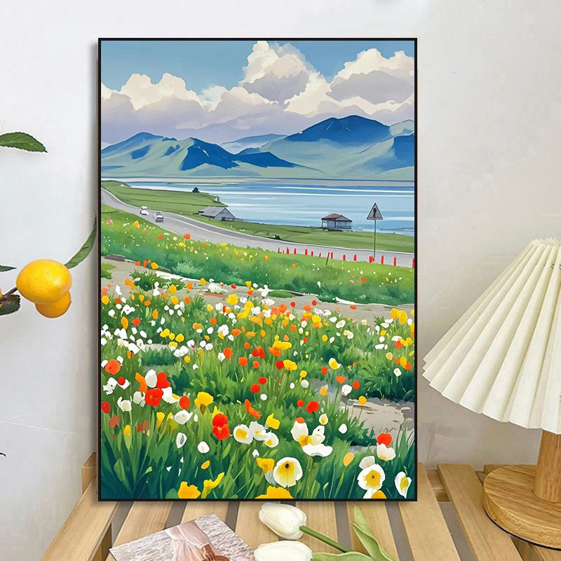 大本营diy数字油画绿色新疆美景