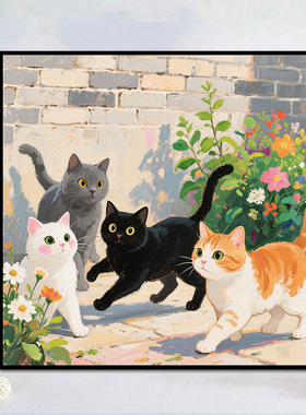 大本营diy数字油画猫咪的聚会