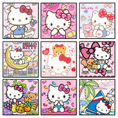 Hello Kitty凯蒂猫diy数字油画手工填色丙烯油彩画可爱卡通手绘画