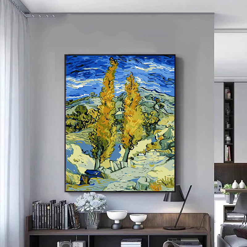 梵高名画白杨树diy数字油画