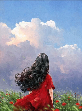 DIY治愈系女孩手绘油装饰画