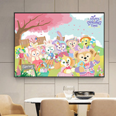 迪士尼七宝全家福diy数字油画 星黛露达菲熊 手工绘填涂色油彩画