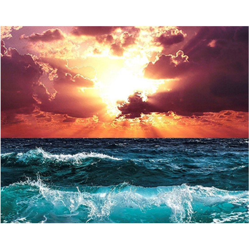 浩瀚大海风景波涛diy数字油画