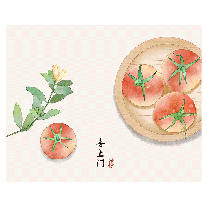 新中式水果寓意diy数字油画手绘