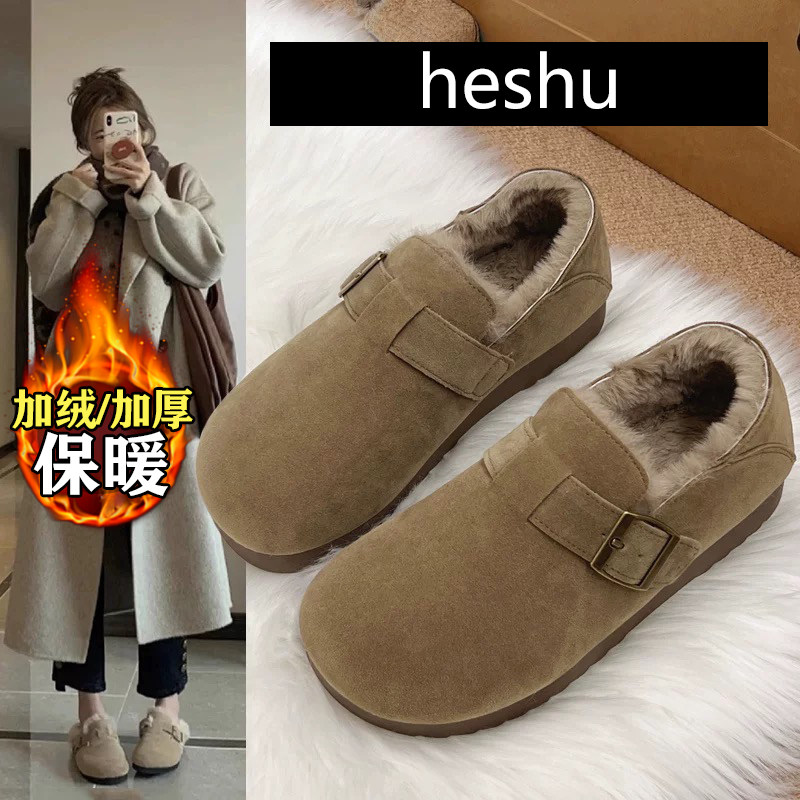 加绒真皮勃肯鞋女冬季2025新款全包豆豆鞋保暖防滑软底休闲棉鞋子,女鞋,勃肯鞋/软木鞋,淘宝优惠券,粉丝福利购,淘宝优惠卷