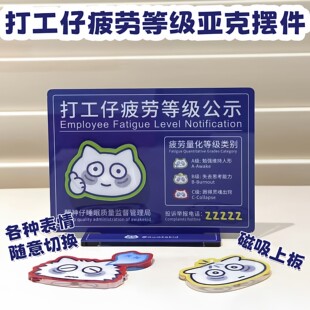 打工仔学生仔搞笑疲劳等级立牌亚克力摆件随意切换表情磁吸装饰品