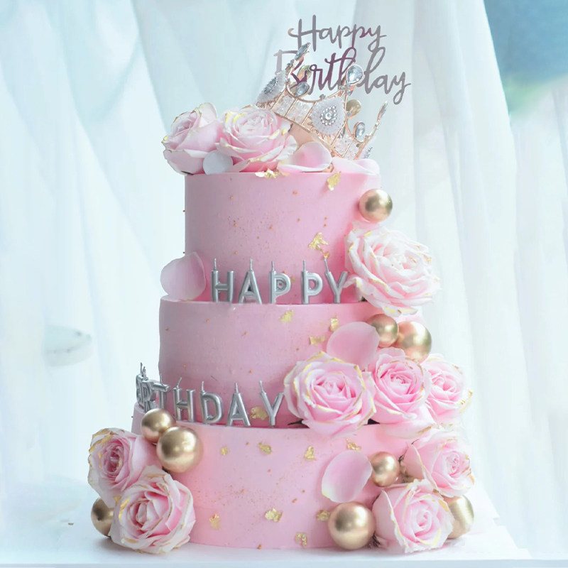 网红三层生日蛋糕创意定制男士女生情侣闺蜜儿童蛋糕全国同城配送