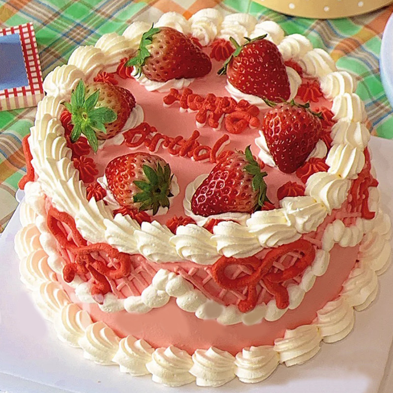 新款草莓蛋糕网红生日蛋糕女友学生创意定制北京广州全国同城配送