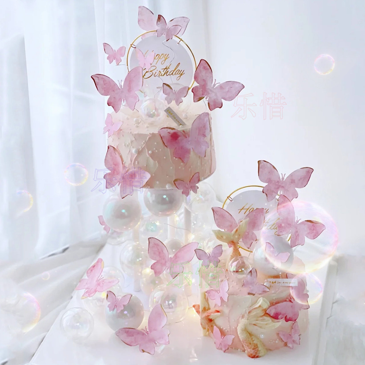 新款双层悬浮生日蛋糕双胞胎男女孩儿童兄弟姐妹祝寿全国同城配送