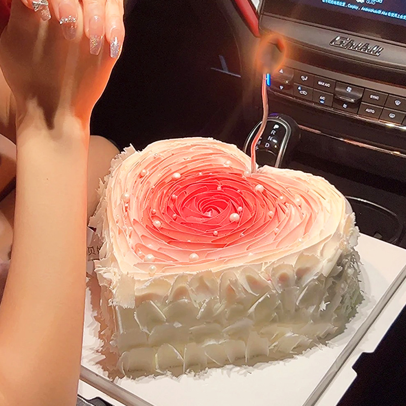 情侣生日蛋糕心形爱心女神纪念日渐变创意定制北京同城配送全国