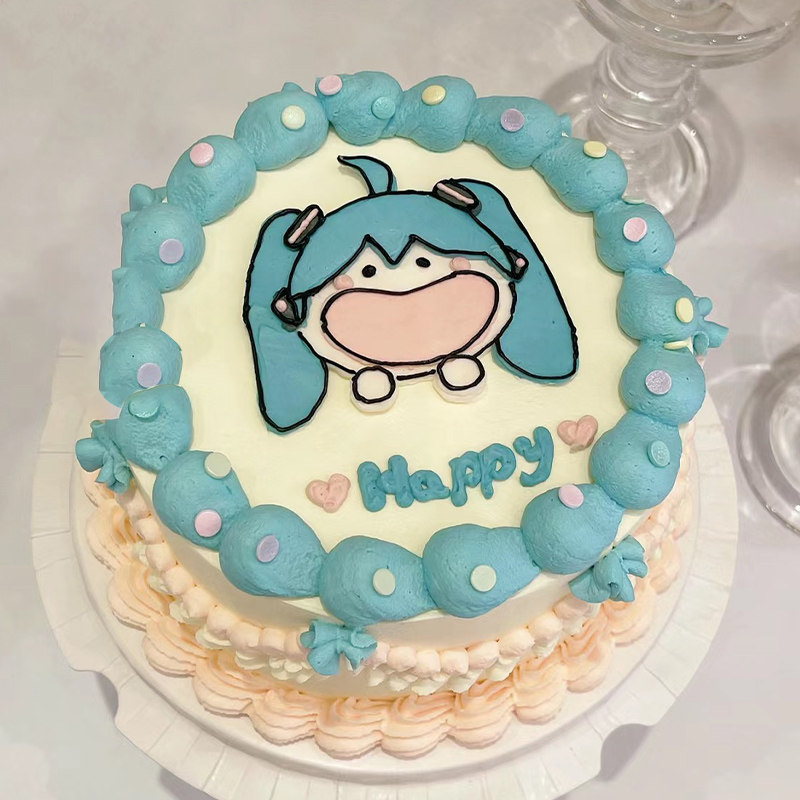 二次元初音未来蛋糕网红定制儿童女孩卡通生日蛋糕全国同城配送店