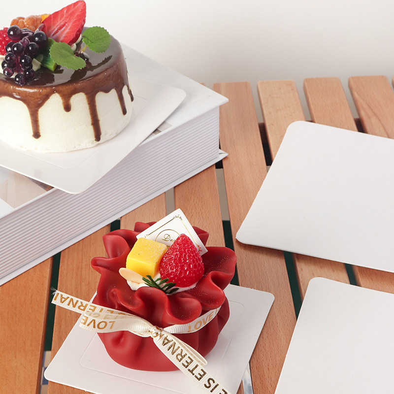 慕斯甜点甜品烘焙蛋糕胚方形底托4/5/6/8寸纸托防油垫片堂食可用