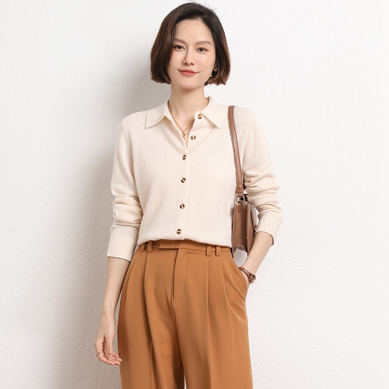 经典基础款通勤风POLO领针织衬衫女春秋宽松百搭纽扣毛衣开衫外套,女装/女士精品,毛针织衫,淘宝优惠券,粉丝福利购,淘宝优惠卷