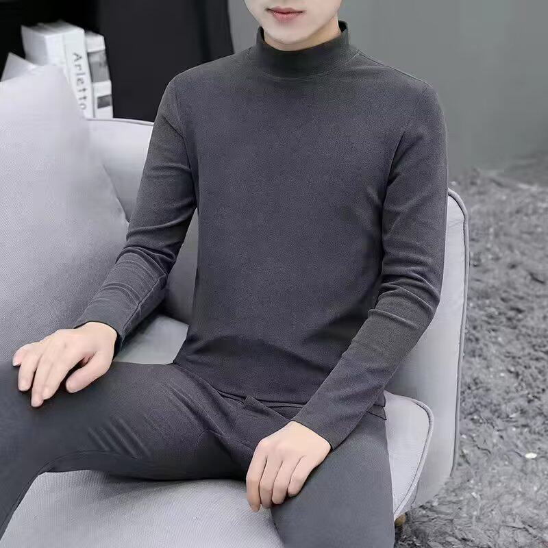 男士德绒半高领保暖内衣套装男中老年37度无痕发热加绒中领秋衣1