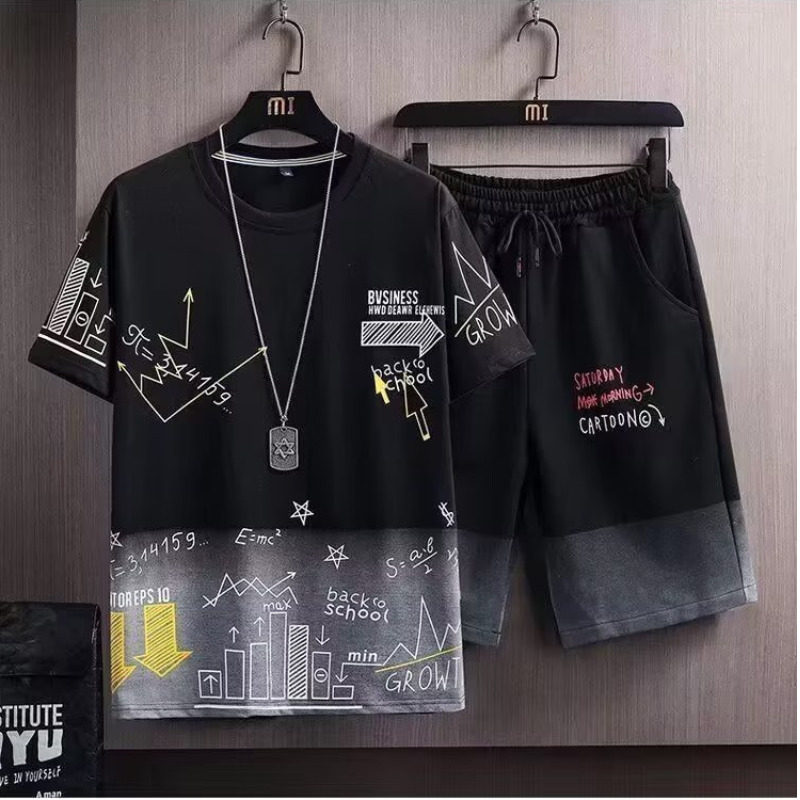 新款速干冰丝渐变套装男短袖t恤夏季休闲短裤运动两件套帅气男装,男装,休闲运动套装,淘宝优惠券,粉丝福利购,淘宝优惠卷