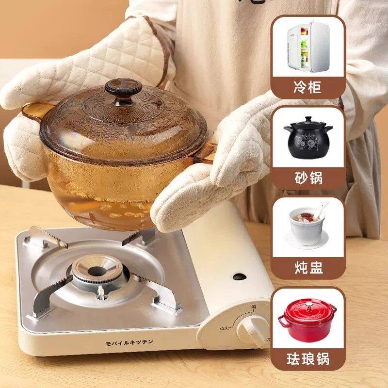 耐高温蒸烤箱用防烫手套加长加厚棉麻防滑微波炉隔热手套厨房家用