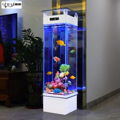 奢逸鱼缸客厅小型水族箱家用 免换水 长方形落地鱼缸超白玻璃立式