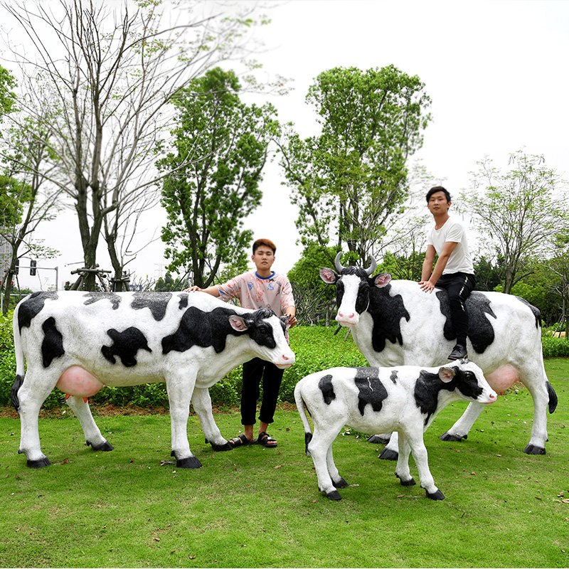 仿真动物奶牛黄牛雕塑玻璃钢户外园林景观小品景区农场装饰摆件