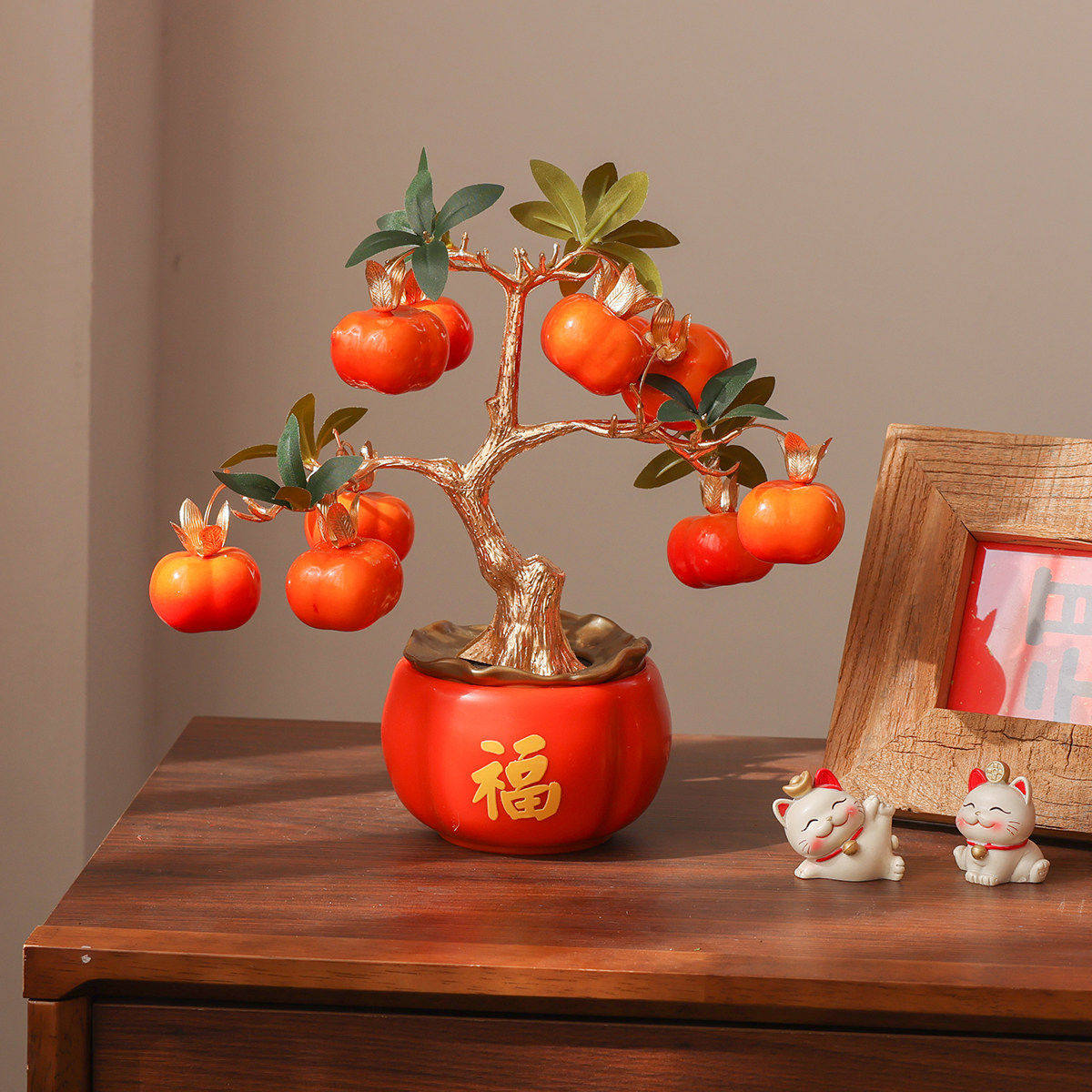 假花仿真花年宵花新年餐桌柿子装饰品客厅发财树摆件轻奢高端花艺,鲜花速递/花卉仿真/绿植园艺,永生花,淘宝优惠券,粉丝福利购,淘宝优惠卷