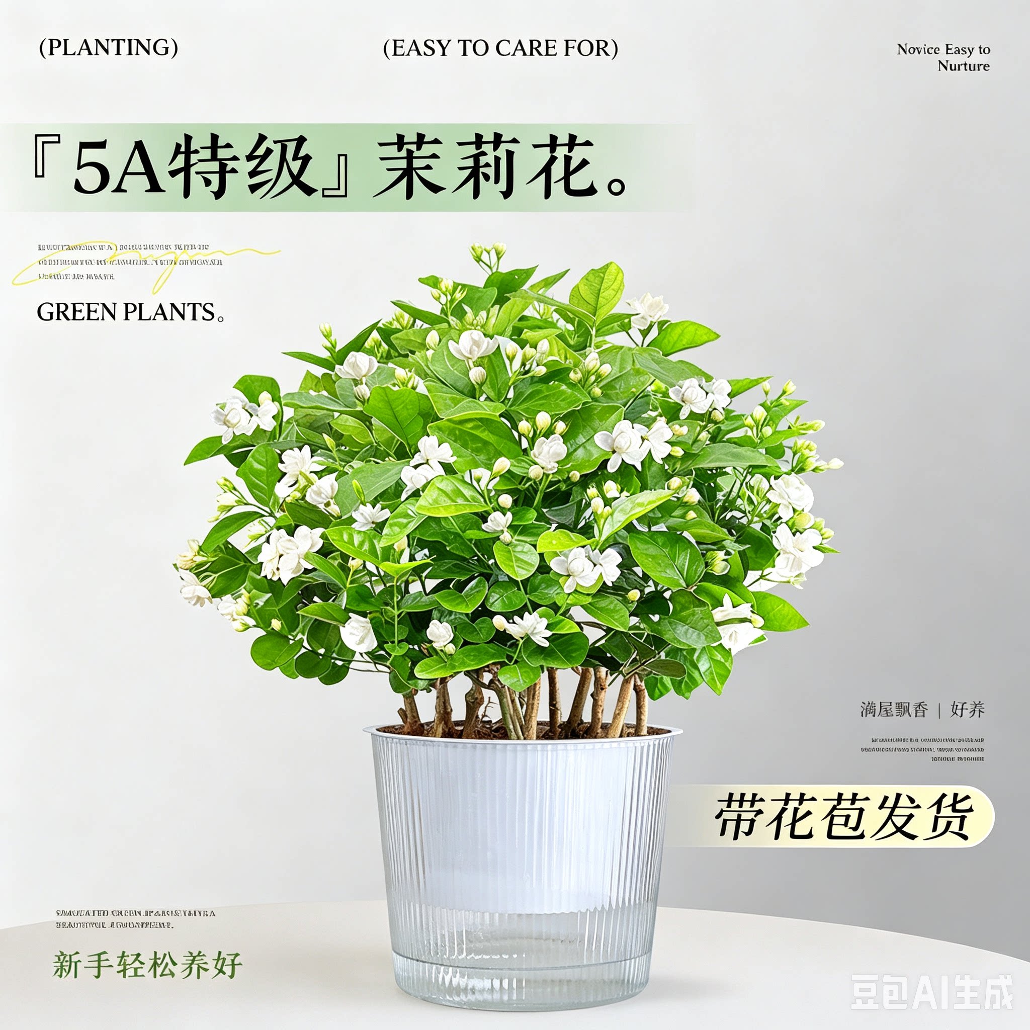 带花苞茉莉花盆栽绿植清新空气浓香阳台室内桌面花卉好养观花植物图片