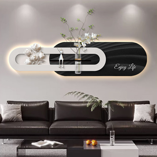 黑白灰简约客厅装饰画轻奢高级感沙发背景墙挂画抽象花朵质感壁画